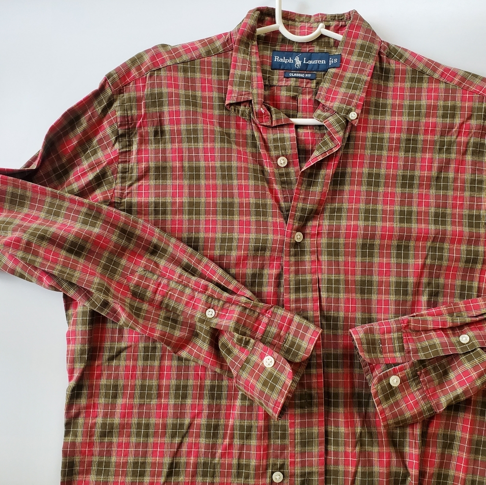 Ralph Lauren Classic Fit small button up red brown plaid